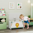 Baule Portagiochi per Bambini 60x37x39 cm con Coperchio in MDF Verde  