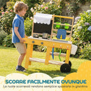 Cucina Giocattolo per Bambini 84,2x34,4x90 cm con 15 Accessori in Legno di Abete e PP Giallo      