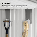 Casetta Box da Giardino 195x122x181,5 cm con Porte Scorrevoli e Pavimentazione in Acciaio Grigio Chiaro      
