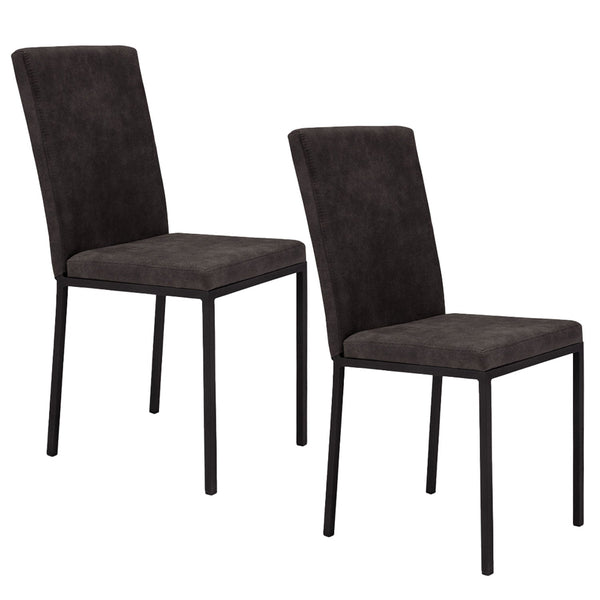 online Set 2 sedie Imbottite 42x54x93 cm in Tessuto Ranger Licya Moka Bufalo / Gambe Ghisa