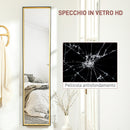 Specchio da Parete o da Terra Autoportante a Figura Intera 37x3x157 cm in Legno Nero e Oro 