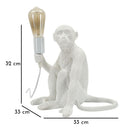 Lampada da Tavolo Monkey Seduta Bianca 33x33x32 cm in Resina Bianco      