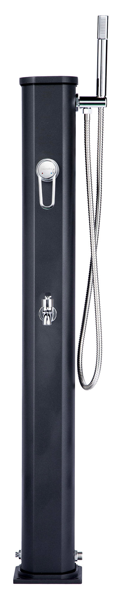 Mini Doccia Solare da Giardino 20L Miscelatore Lavapiedi e Doccetta Antracite