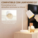 Set 2 Lampade da Tavolo Moderne con Porte USB Attacco E27 in Acciaio Bianco      