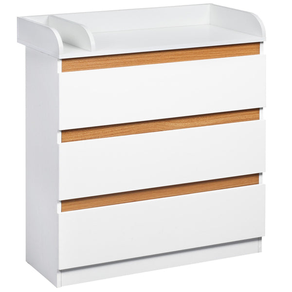sconto Commode 3 Tiroirs 80x40x86 cm en Bois MDF et Aggloméré Blanc