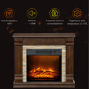 Camino Elettrico da Terra 80x21,6x67,8 cm con Timer Effetto Fiamma e Temperatura Regolabile in Legno e Metallo Marrone      