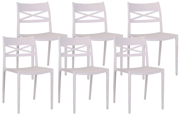 sconto Lot de 6 Chaises 81x46x52 cm en Polypropylène Blanc