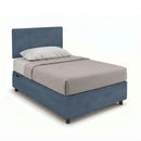 Letto Singolo Contenitore Imbottito Microfibra Blu BoxMax Testata Square Varie Misure
