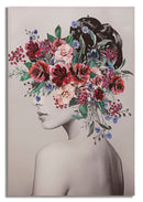Stampa Dipinta Lady Flower 2 80x2,8x120 cm in Legno e Tessuto