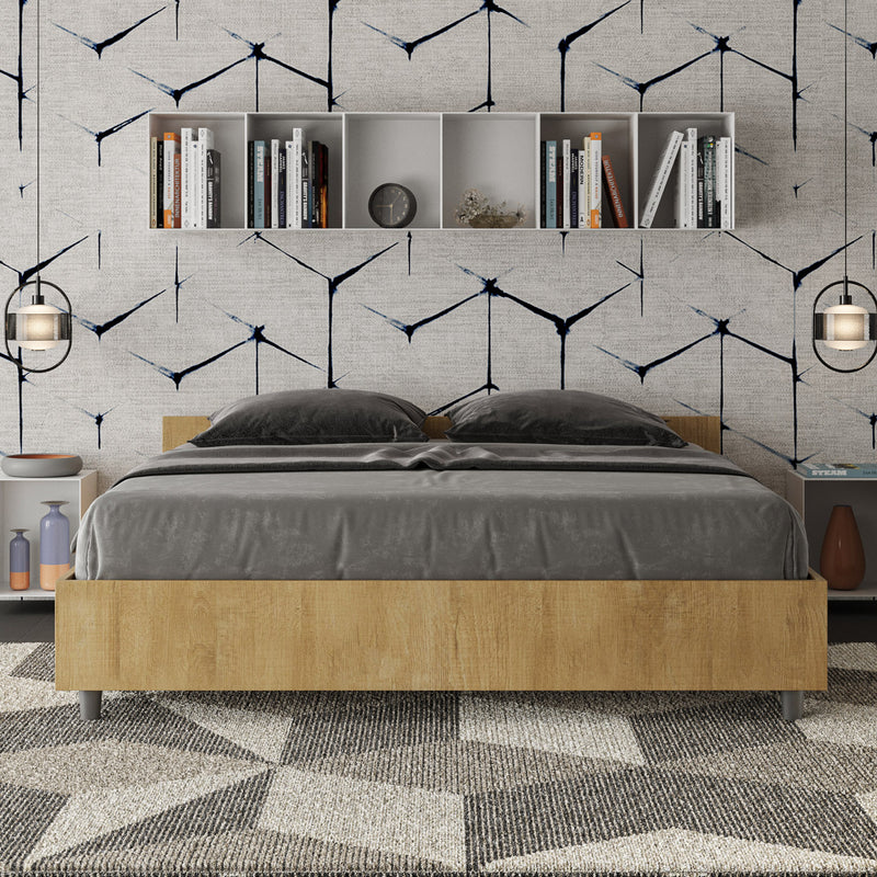 Letto Matrimoniale con Alzata Comoda Testata Bassa Nuamo Quercia Varie Misure