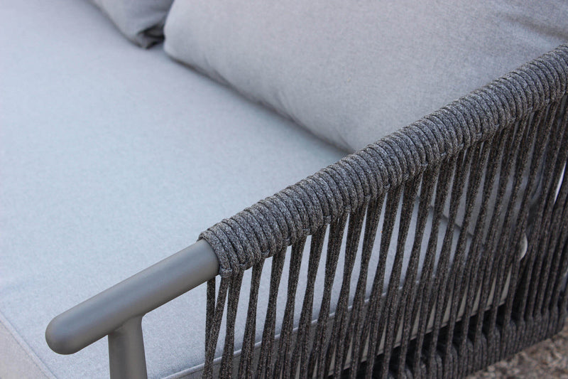 Set Salotto da Giardino Divano 2 Poltrone e Tavolino con Cuscini in Alluminio Grigio scuro