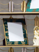 Cornice Glam Verde 28x1,5x33,5 cm in Ferro MDF e Vetro Verde e Oro