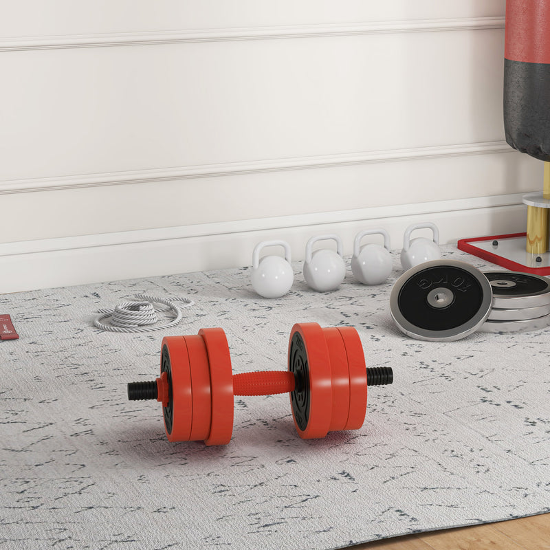 Set Pesi da Palestra 4 in 1 da 30kg Convertibile in Kettlebell 2 Manubri Bilanciere e Supporto Flessioni Rosso      