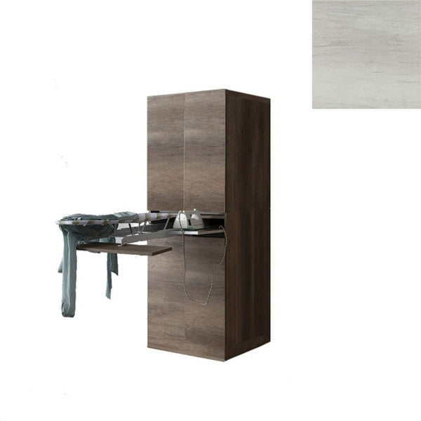 acquista Mobile Lavanderia a Colonna per Lavatrice o Asciugatrice con Asse da Stiro e Ante 70x70x192A cm in Nobilitato Unika Olmo Bianco
