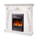 Camino Elettrico da Pavimento 103,5x110x30 cm Effetto Fiamma 2000W Napoli & Pluton Bianco