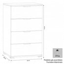 Cassettiera 4 Cassetti Naturale 60x38x85 h cm in Truciolare bilaminato Marrone chiaro