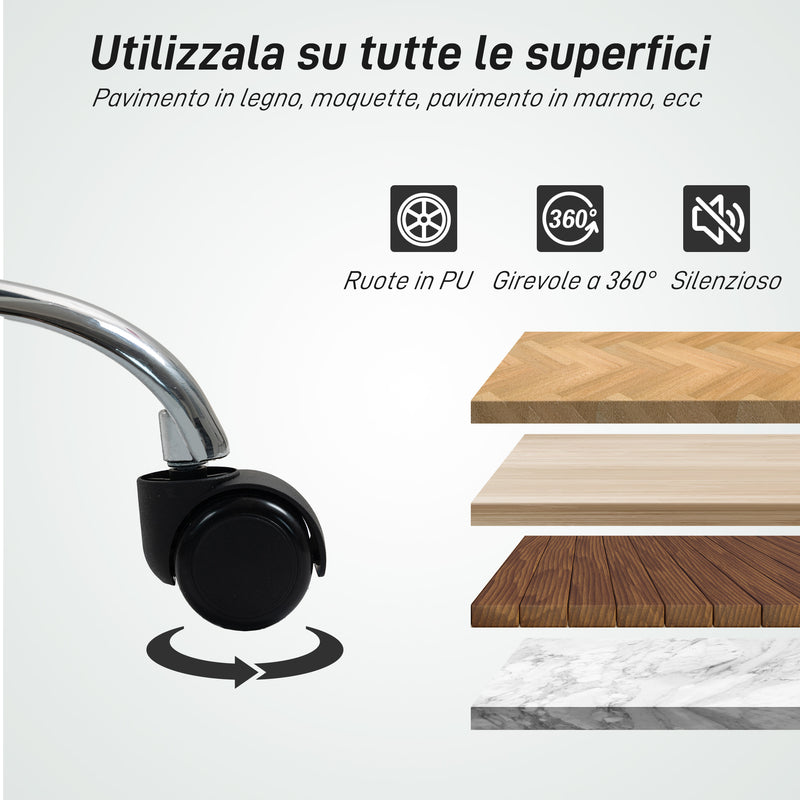 Sedia da Ufficio Regolabile 44x50x78-88 cm con Rivestimento a Bottoni in Pelle PU Bianco  