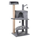 Tiragraffi con Cuccia per Gatti in Legno Sisal 50x40x112 cm  Grigio