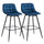 Lot de 2 Tabourets de Bar Rembourrés 45x47x88 cm en Métal et Tissu Velours Bleu
