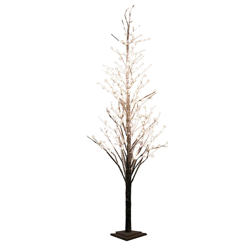 Albero di Natale Luminoso con 306 Led Luce Calda 24x24xH210cm Marrone Innevato