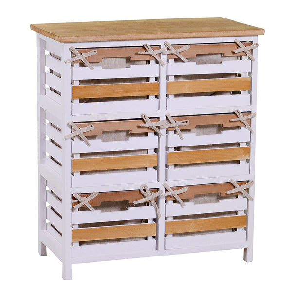Commode 6 tiroirs en bois 58x30x66cm Matilda Noyer clair et blanc prezzo