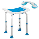 Sgabello da Doccia Antiscivolo + Maniglia Ausiliare Sedia Bagno Altezza Regolabile