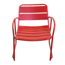 Set Tavolino e 2 Poltrone da Giardino in Metallo Bistro Rosso