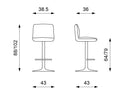 Set 2 Sgabelli 38,5x36xH88/102 cm in Tessuto e Metallo Jimmy Grigio scuro
