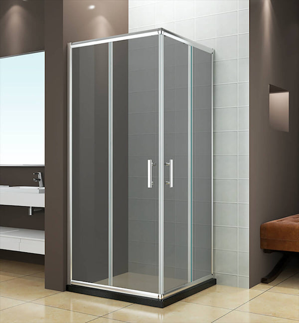 Cabine de Douche d'Angle 2 Portes Coulissantes en Verre Fumé 6mm H185cm Vorich Itria Différentes Tailles acquista
