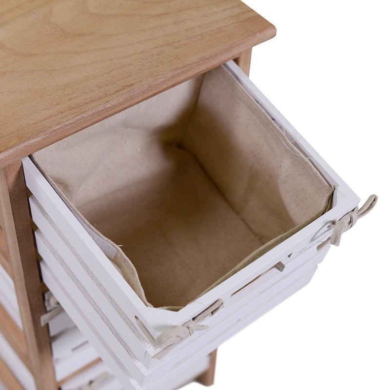 Cassettiera 2 Cassetti in Legno 30x27x47cm Arianna Naturale e Bianca