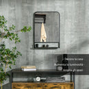 Specchio Rettangolare a Parete 50x10,2x70 cm con Ripiano Inferiore in Metallo Nero e Vetro