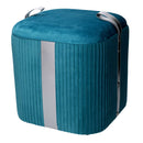 Set  3 Pouf Contenitore in Tessuto Velluto Turchese