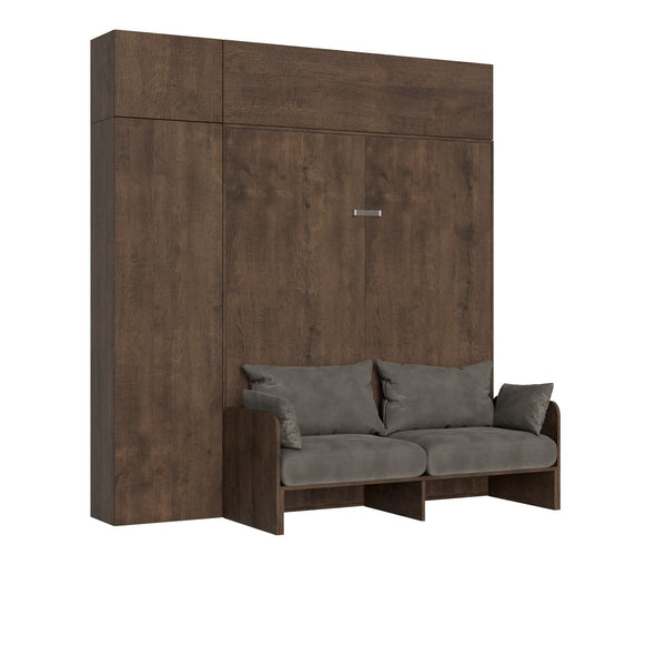 Lit double escamotable gain de place avec canapé Kentaro H250 cm marron prezzo
