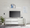 Mobile TV Moderno 1 Anta 2 Cassetti Jupiter 182x44x63 cm Bianco laccato lucido