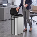 Pattumiera Automatica con Sensore a Infrarossi 50 L 45,7x24,5x61,4 cm Anti-Impronta con Chiusura Ammortizzata in Acciaio Inox Argento      
