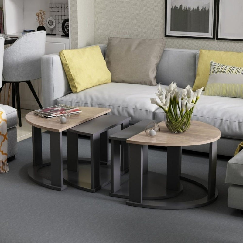 Set tavolini da salotto Antella nero e noce