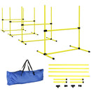 Set 4 Ostacoli Agility Dog per Addestramento Cani ad Altezza Regolabile con Borsa da Trasporto Giallo      