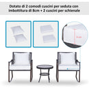 Set Salotto da Giardino in Rattan Sintetico 2 Poltrone a Dondolo e Tavolino Marrone 