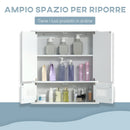 Pensile da Bagno 55x17.5x60 cm con Antine a Specchio Bianco