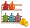 Set 6 Barattolini con Stand in Ceramica e Legno VdE Tivoli 1996 Baita