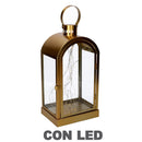 Lanterna con Led in Metallo oro cm 20,2x15,2xh38,5/46