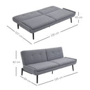 Divano Letto 3 Posti 195x84x82 cm in Tessuto Effetto Lino Grigio