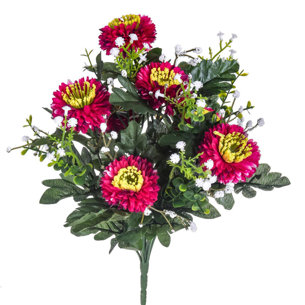 sconto Set 4 Bouquets Artificiels de Pompons Aster Hauteur 42 cm Marron/Cerise/Bordeaux