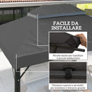 Copertura per Gazebo da Giardino 3x4 m a 2 Livelli in Tessuto Oxford 600D con Fori di Drenaggio Grigio Scuro      