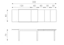 Tavolo Allungabile 120/350x83x75 cm in Metallo con Top in Vetro Grigio