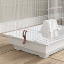 Gabbia per Uccelli Voliera 46x36x100 cm con Maniglia e Porte Gabbietta con Altalena in Acciaio PP e Legno Bianco      