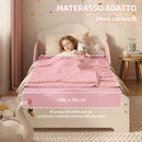 Letto Montessori per Bambini 3-6 Anni 143x77x60 cm con Bordi Rialzati in Legno Rosa      
