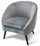 Fauteuil rembourré en velours avec pieds en bois Soriani gris clair