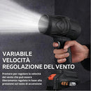 Soffiatore per Foglie o Trucioli Alta Velocità 2 Batterie e Valigetta per Auto o Bricolage      