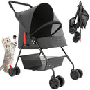 Passeggino per Cani e Gatti Pieghevole 50x65x95 cm Fino a 15 kg con Telaio in Acciaio e Tessuto 300D Nero      
